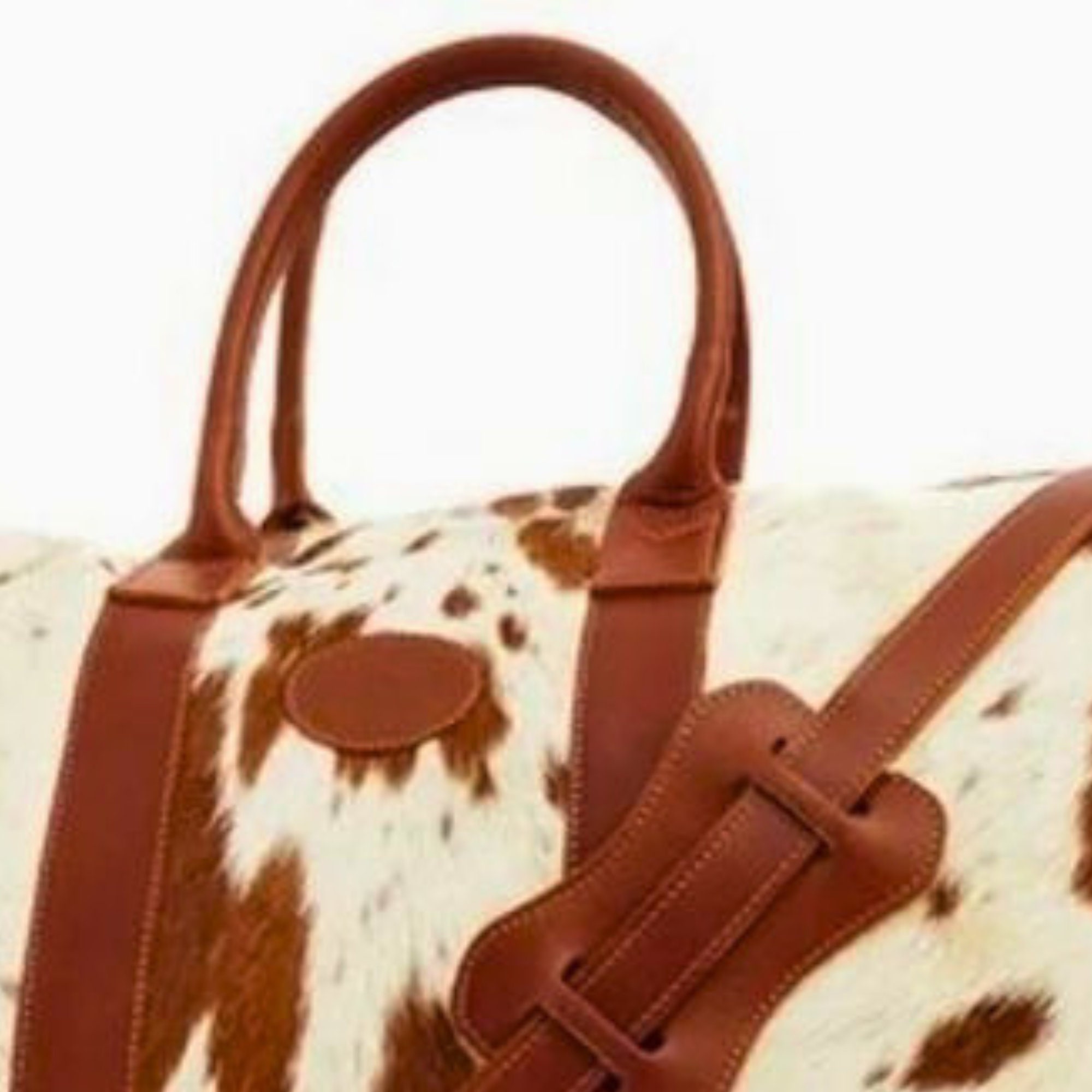 Real Cowhide Weekender Bag Cowhide Leather Duffle Bag Western Weekender