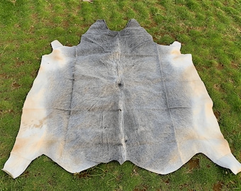 Gray Cowhide Rug Handmade Cowhide Hair on Rug Cowhide Floor Area Rug Brazilian Cowhide Rug Leather Cowhide Rug Large Cowhide Rug Upholstery