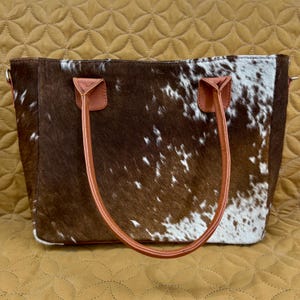 Real Cowhide Tote Bag Purse Hair on Cowhide Tote Bag Ladies Brown White Cowhide Bag Cowhide Shoulder Bag Cowhide Western Bag Gift For Her