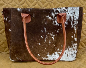 Real Cowhide Tote Bag Purse Hair on Cowhide Tote Bag Ladies Brown White Cowhide Bag Cowhide Shoulder Bag Cowhide Western Bag Gift For Her