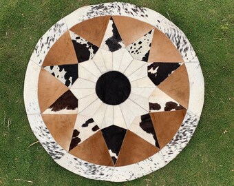 Cowhide Rug Patchwork Cowhide Hair on Cowhide Rug Leather Cowhide Rug Brazilian Cowhide Rug Patchwork Cowhide Round Rug Home Decor Gift SALE
