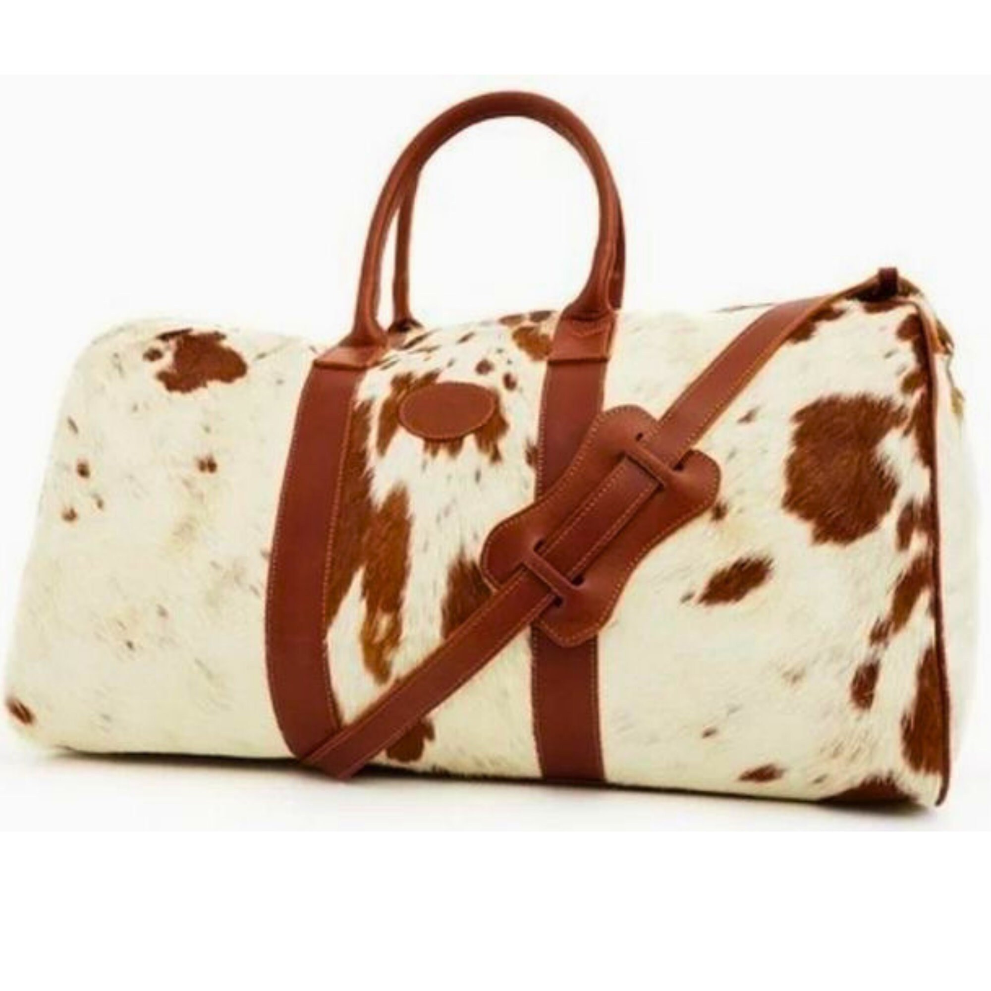 Real Cowhide Weekender Bag Cowhide Leather Duffle Bag Western Weekender