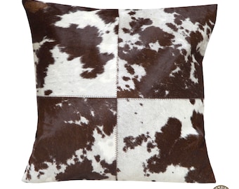 Set of 2 Real Cowhide Pillow Covers, Handmade Cowhide Pillow Cases/Cushion Cases, Custom Sofa Pillowcase for Home Decor, Leather Pillow Gift
