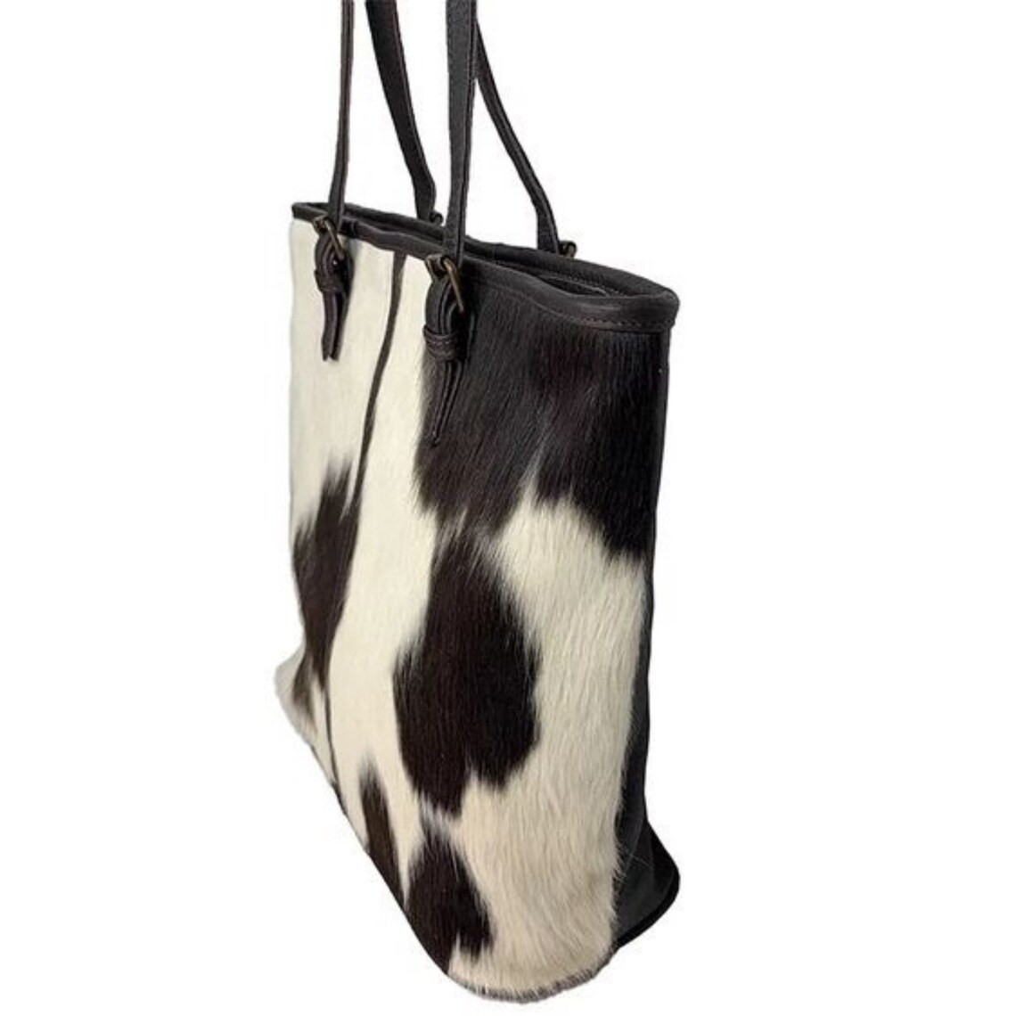 Real COWHIDE TOTE BAG Handmade Cowhide Leather Tote Bag Etsy