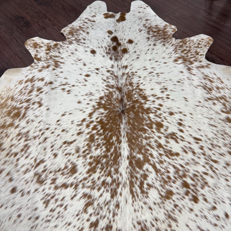 Brown Cowhide Rug | Hair on Cowhide | Natural Cowhide Leather Rug | Rustic Farmhouse Decor | Western Style Area Rug | Real Leather Floor Rug
