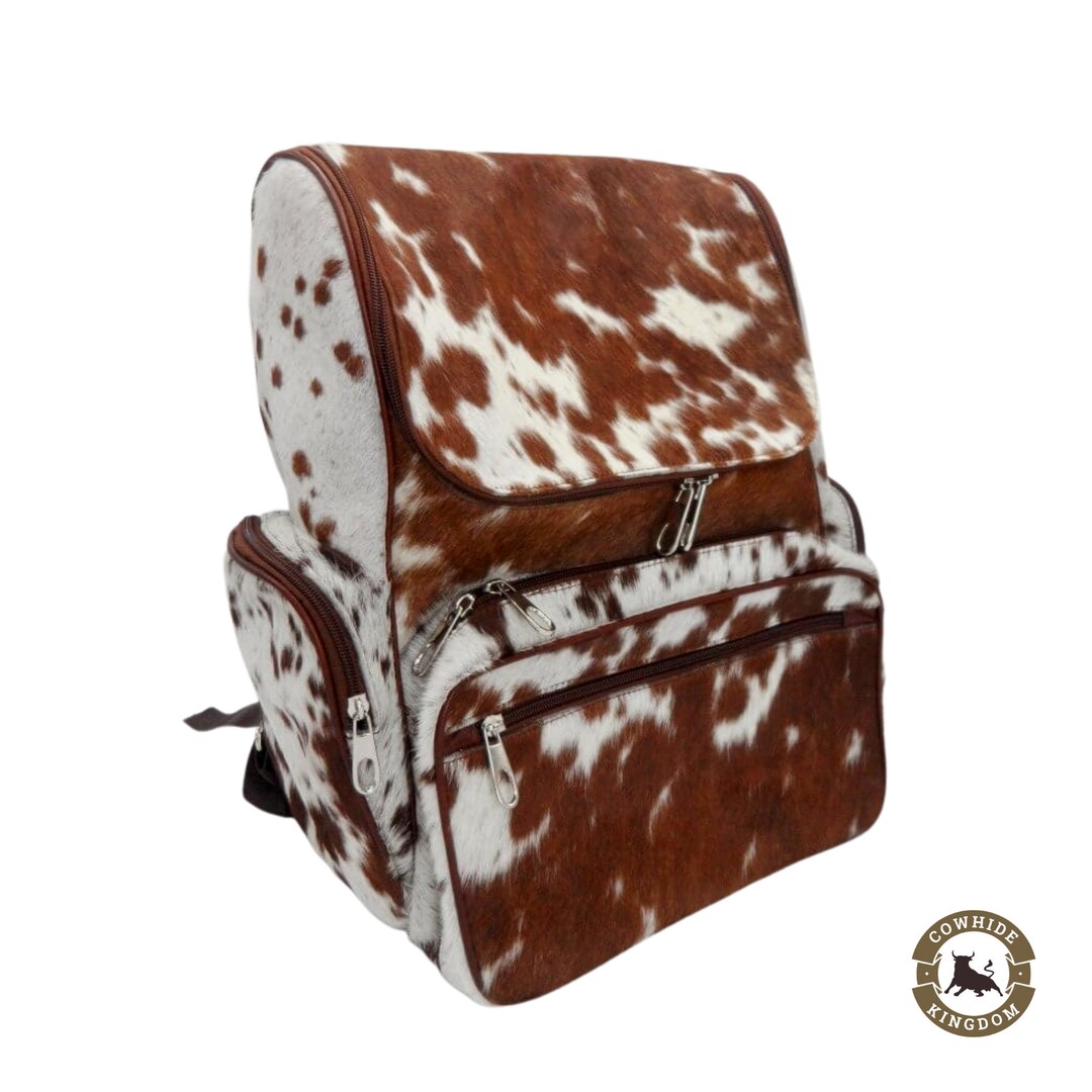 Cowhide Bag for Daily Use, Brown White Leather Bag Large Leather Bag