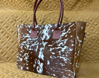 Hair On Cowhide Tote Bag | Genuine Cowhide Purse | Western Leather Handbag | Boho Cowhide Shoulder Bag | Real Cow Skin Bag | Gift for Mom
