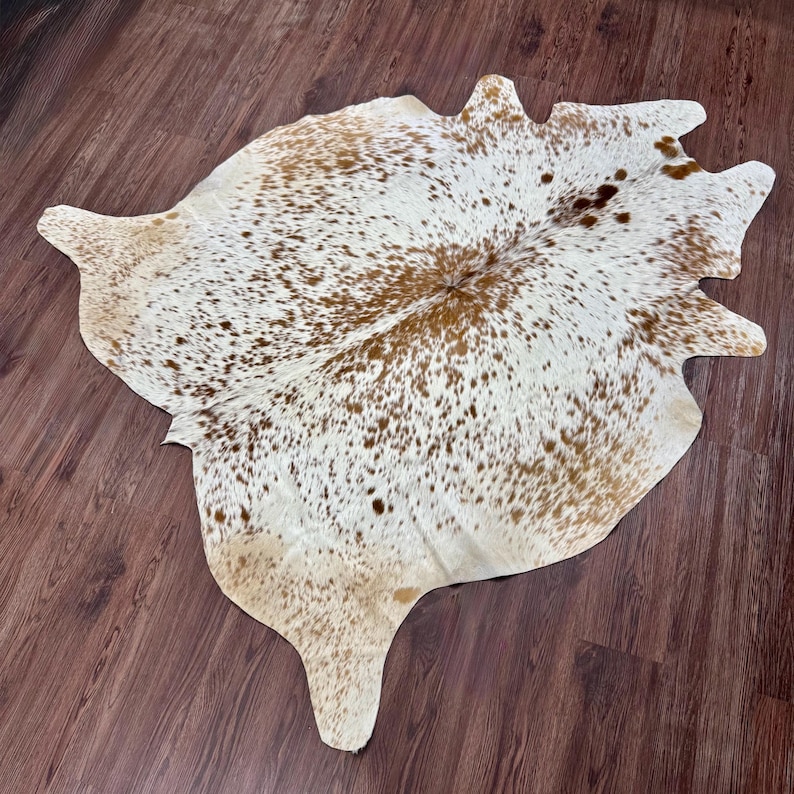 Brown Cowhide Rug | Hair on Cowhide | Natural Cowhide Leather Rug | Rustic Farmhouse Decor | Western Style Area Rug | Real Leather Floor Rug