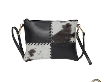 Cowhide Handbag for Ladies Natural Cowhide Leather Bag for Her Cow Hair Skin Bag for Daily Use Cowhide Cowhide Clutch Bag Gift for Her