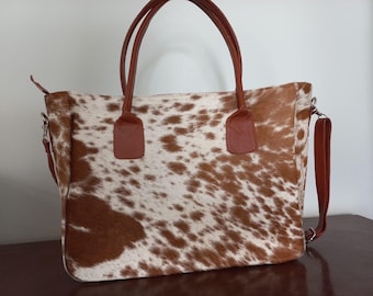 Cowhide Tote Bag Hair on Bag Cowhide Purse Tote Bag Leather Cowhide Bag Brown White Cowhide Shoulder Bag Cowhide Western Bag Gift for Mom