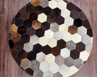Tricolor Cowhide Patchwork Rug Cowhide Hair on Area Rug Cowhide Floor Rug Rug Modern Cowhide Carpet Rustic Western Decor Bedroom Rug Gift