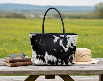Cowhide Tote Bag Purse Luxurious Hair on Cowhide Tote Bag Cowhide Shoulder Bag Western Style Bag Cowhide Ladies Boho Tote Bag Mom Gifts
