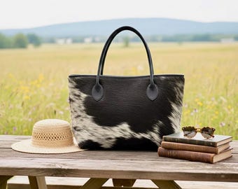 Real Cowhide Tote Bag Brown Hair on Cowhide Tote Bag Cowhide Shoulder Bag Western Style Bag Cowhide Ladies Boho Tote Bag Gift for Mom