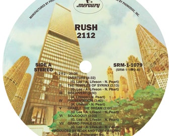 Rush - 2112 LP Label Sticker