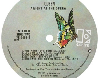 Queen - A Night at the Opera LP Label Sticker