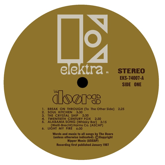 The Doors Debut Album Lp Label Magnet Etsy