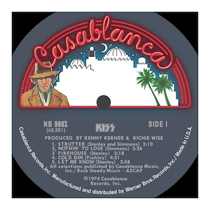 KISS - Debütalbum LP Label Sticker