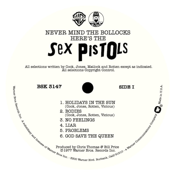 Los Sex Pistols - "No importa..." Etiqueta de LP