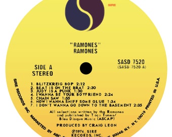 The Ramones - Debut LP Label Sticker
