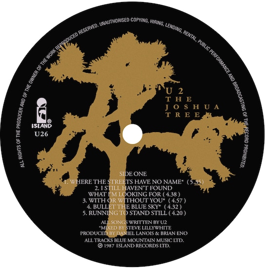 U2 - the Joshua Tree LP Label Magnet - Etsy