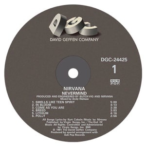 Nirvana Nevermind LP Label Sticker 