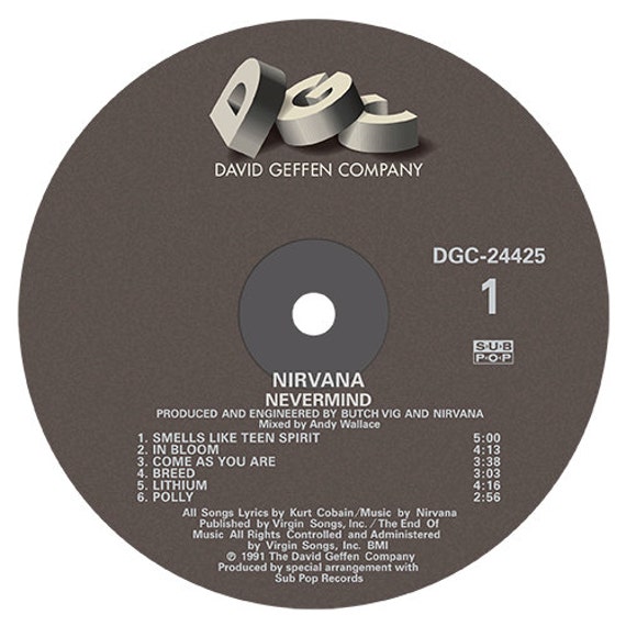 Nirvana - Nevermind LP Label Sticker