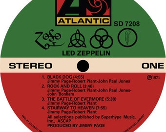 Led Zeppelin - IV Zoso LP Label Sticker