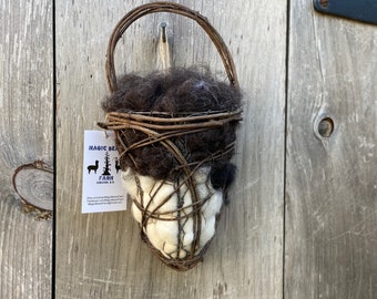 Alpaca Fleece Filled Bird Nesting Basket!  Nesting Material for Your BirdHouses!