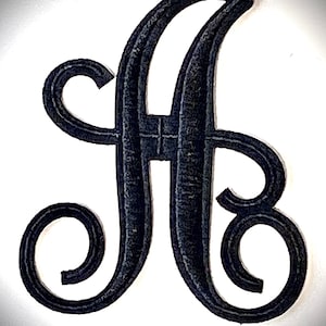 DIY Letter Patch Set of 5 pc. Black. Iron patch. A-B-C-D-E-G-H-J-K-L. Monogram. Heat Press.