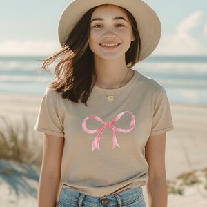 Pink Bow. Girly, Southern, Happy design in pink on pink t-shirt. Gift for Wife, Moms.