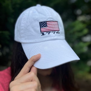 Casquette USA Flag 1776 - Sergé de coton blanc patriotique