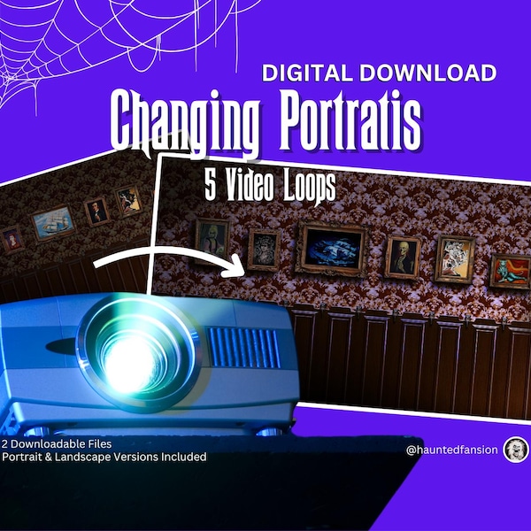 Haunted Mansion Wechselnde Portraits – Halloween Video Dekoration