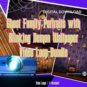 Haunted Mansion Ghost Family Portraits Over Two Wallpapers - Seamless Video Loop - Landscape and Portrait - 1080p