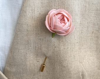 Blush flower lapel pin wedding lapel pin flower boutonniere floral buttonhole grooms lapel pin blush men brooch suit lapel pin