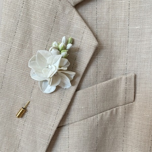 Weiße Blume Anstecknadel für Männer Elfenbein Anstecknadel Hortensien Hochzeit Boutonniere Bräutigam Anstecknadel Männer Brosche Hochzeit Blumen Anstecknadel Knopfloch