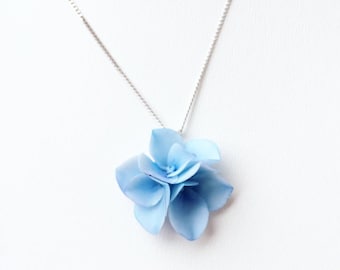 Blue hydrangea Pendant Floral Jewelry Pendant Blue Pendant Floral Necklace Gift for girl Blue flower necklake