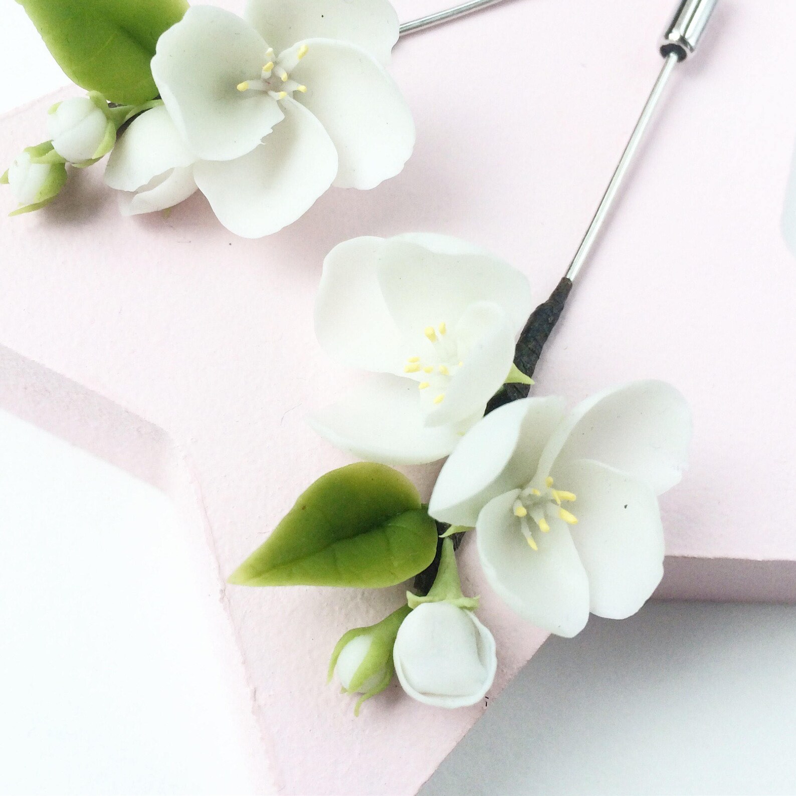 Jasmine lapel pin white flower pin blossom flower pin Jasmine Etsy