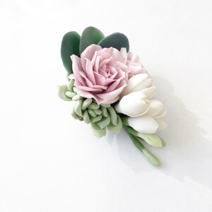 Pink flower hair barrette succulent hair piece blush hair piece pink flower hair clip wedding hair piece bridesmaids hair piece floral hair