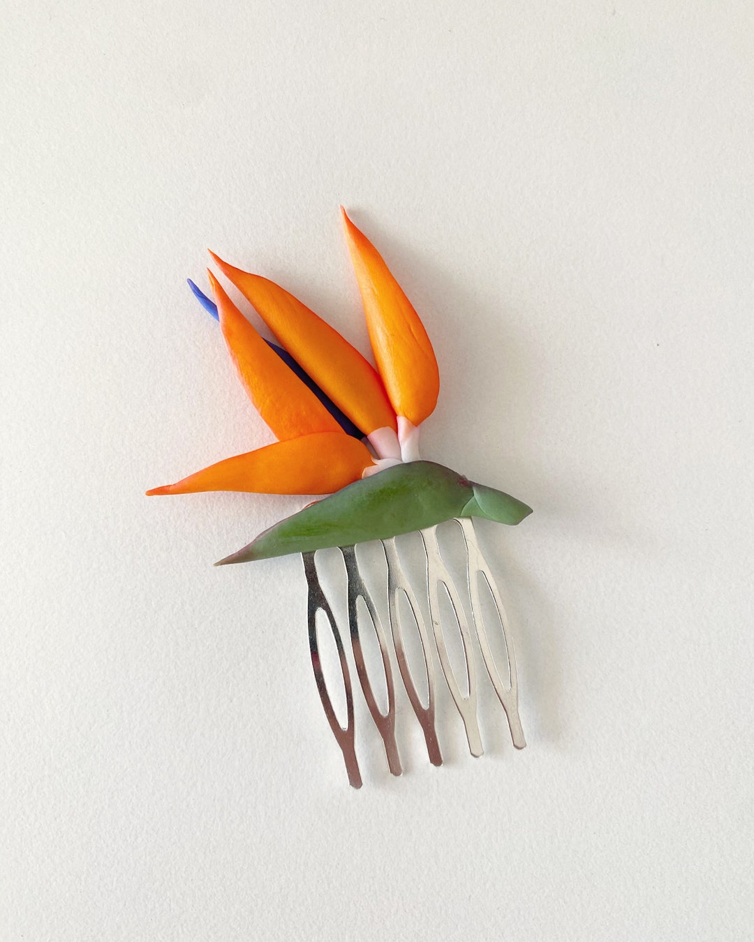 Tropical Flower Comb Bird of Paradise Hair Comb Orange Flower Hair