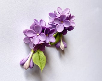 Lilac stud earrings flower earrings lilac jewerly botanical jewerly purple flower eaarings lilac flower jewelry green plant jewelry floral