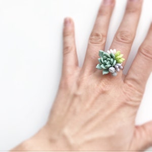 Succulent ring succulent jewerly mint succulent wedding Plant Jewelry blush mint wedding nature lower ring pretty little ring green ring image 2