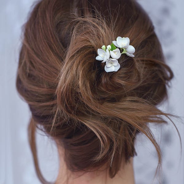 Wedding hair pin, jasmine bridal Hair pins, jasmine Hairpiece, flower hairpiece, Bridal hair stick, wedding hair pieces, floral hair piece