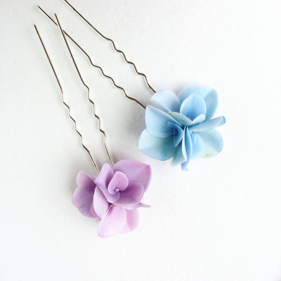 Hydrangea Hair Pins Blue Flower Bridal Hair Pins Wedding Hair Etsy