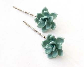 Succulent hair pieces mint succulent bobby pins succulent hair pins rustic hair pieces mint hair pieces succulent wedding bridesmaids pins