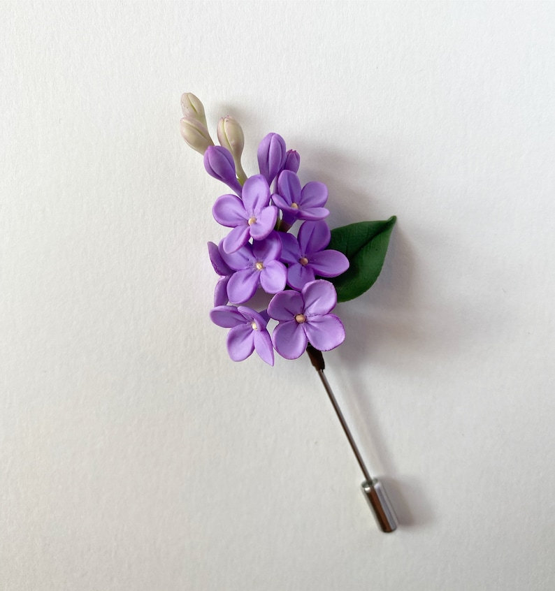 Flower Lapel Pin for Men White Lilac Lapel Pin Wedding Etsy