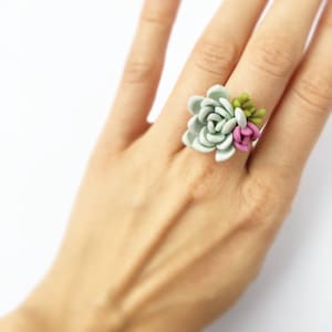 Succulent ring Mint ring Green ring succulent wedding green ring nature ring plant jewelry flower ring botanical ring southwestern wedding