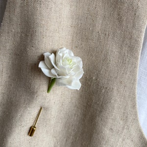 Weiße Rose Anstecknadel Elfenbein Anstecknadel Blumen Anstecknadel Bräutigam Boutonniere Hochzeit Anzug Anstecknadel Knopfloch Männer Brosche