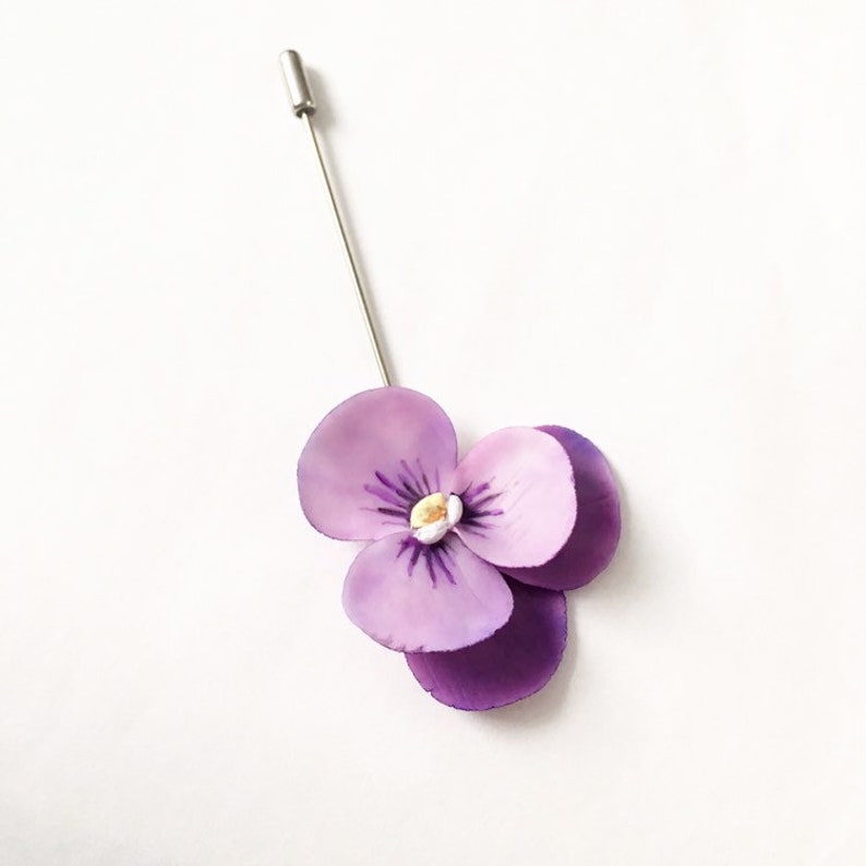 Pansy Lapel Pin Pansy Brooch Violet Pansy Boutonniere Man Etsy