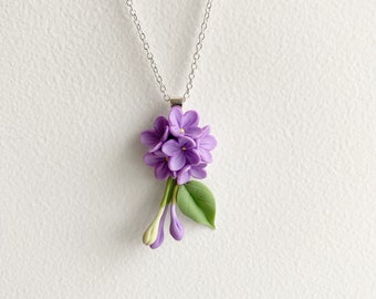 Lilac pendant, lilac necklace, botanical jewerly, floral pendant lilac flower wedding lilac jewelry flower necklace green plant jewelry