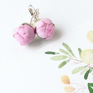 Pink peony earrings bridal earrings jewelry earrings floral jewerly for Girls and Ladies  Gift for girl Flower girl gift Blush flower